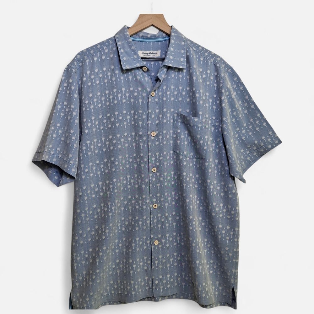 Tommy Bahama -The Coconut Point - Blue Palm Tree Patterned Men's Shirt - Size L